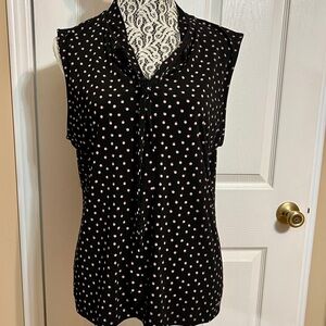 Tahari Black and White Polka Dot Blouse